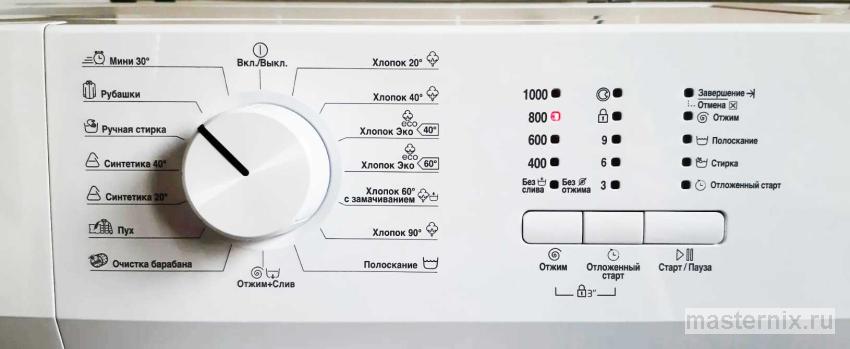 панель стиральной машины Beko для включения