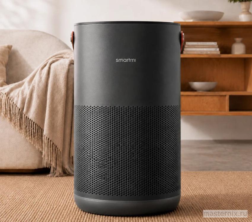 Очиститель Smartmi P1 в интерьере спальни улавливает пыльцу из воздуха