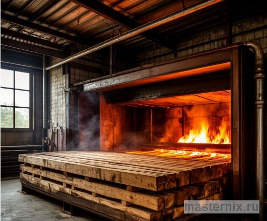 Процесс термообработки древесины в промышленной камере