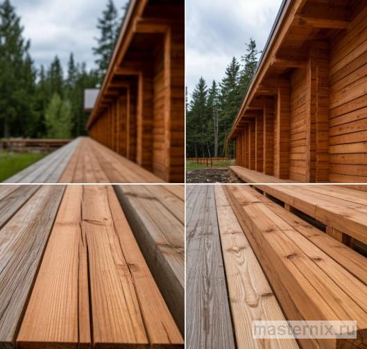 Сравнение вагонки из обычной и термообработанной древесины после 2 лет эксплуатации