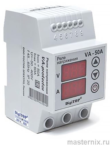Реле напряжения DigiTOP VA-32A-63A Инструкция