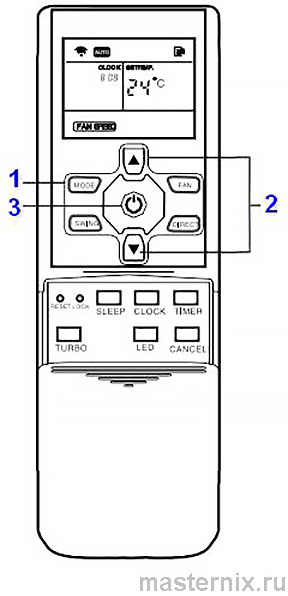 Выбор автоматического режима работы на дисплее