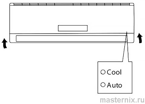 Кнопки ручного управления на внутреннем блоке