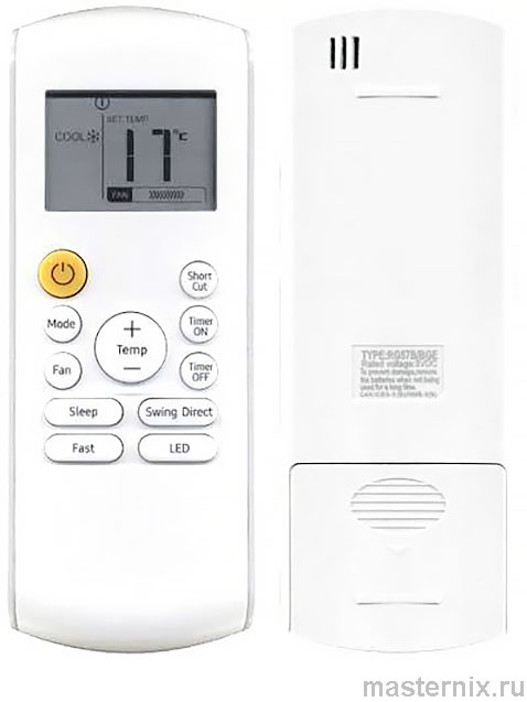 Пульт ДУ сплит-системы Samsung RG57B/BGE Инструкция