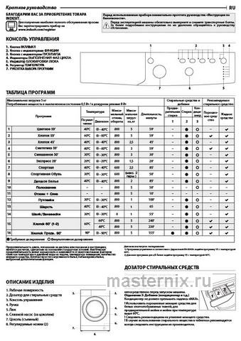 Обложка инструкции Стиральная машина Indesit EWSB 5085 BK CIS 