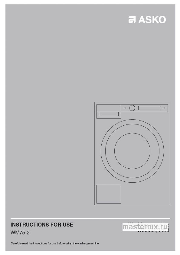 Инструкция Стиральная машина Asko W6098X.S/3 скачать Обложка инструкции Стиральная машина Asko W6098X.S/3