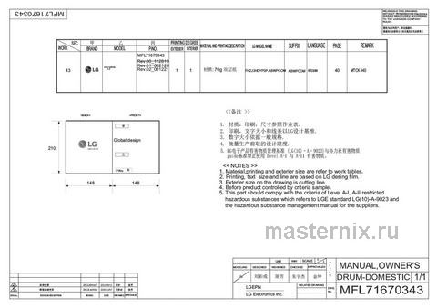 Обложка инструкции Стиральная машина LG F2J3WS1W 