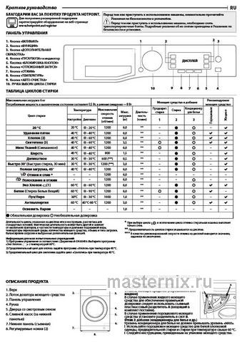 Обложка инструкции Стиральная машина Hotpoint NSD 6239 US VE RU 
