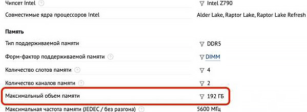 От чего зависит максимальный объем оперативной памяти на материнской плате?