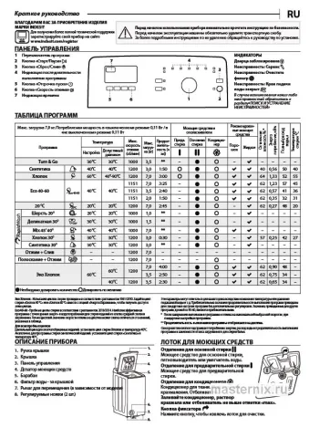 Инструкция Стиральная машина Indesit BTW S72200 EU/N скачать Обложка инструкции Стиральная машина Indesit BTW S72200 EU/N