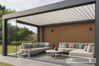 Биоклиматическая пергола с поворотными ламелями