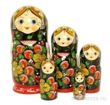 Матрешка сувенирная хохлома 18 см 5 мест