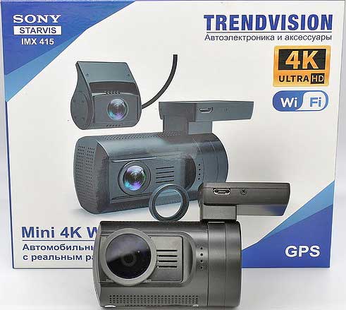 Обзор автомобильного двухканального видеорегистратора TrendVision Mini 4K Wi-Fi 2CH PRO